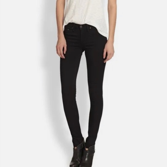 RAG & BONE Black Plush Five Pocket Low Rise Denim Legging Skinny Size 32 NWT - Picture 4 of 10